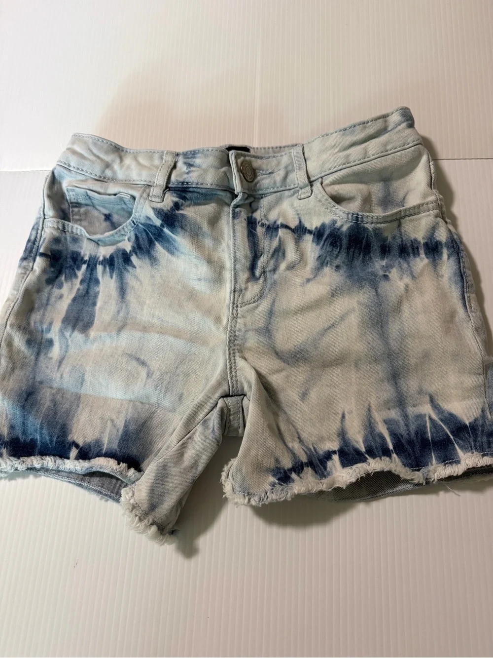 Gap Tie-Dye Denim Shorts Light Blue Navy girls size 12
